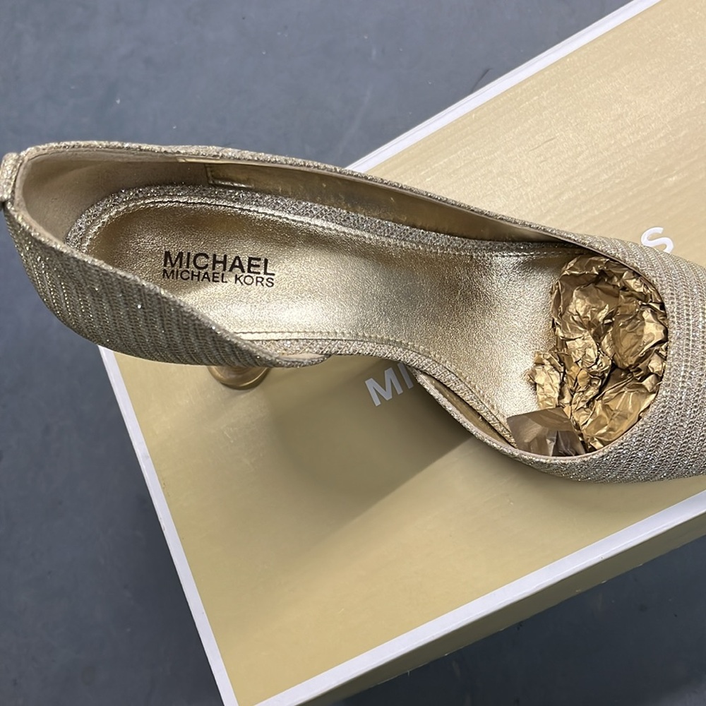 Michael Kors Dorothy Flex D’Orsay gold glitter chain mesh US size 8.5m beautiful - Picture 7 of 12